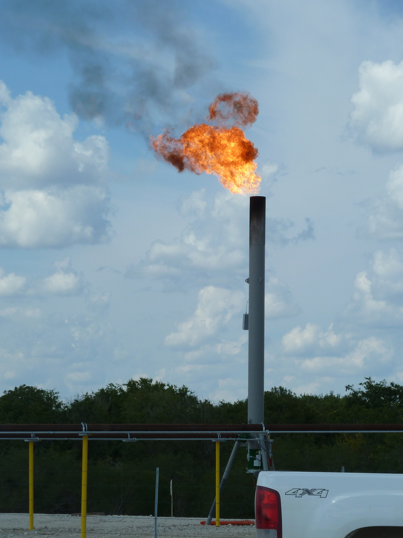 Industrial flare stack fire oilfield